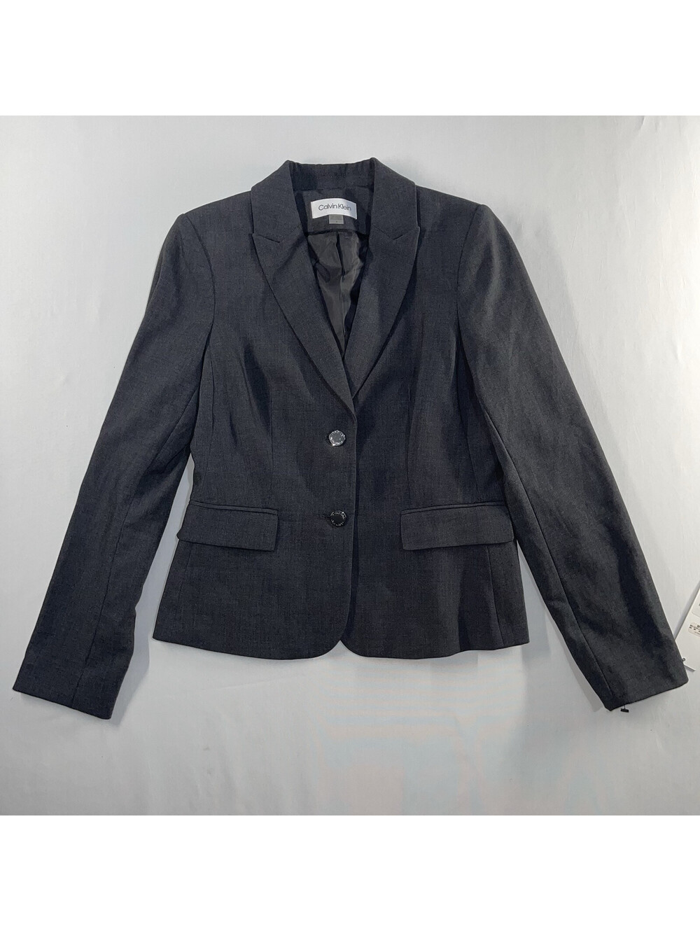 Calvin Klein Blazer 4 Charcoal Gray 2-Button Suit Jacket Office Academia $129
